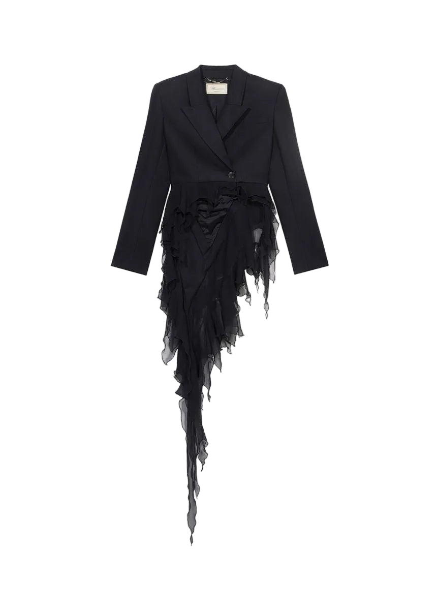 Single-breasted satin jacket with ruffles-BLUMARINE-308200-40-Verso