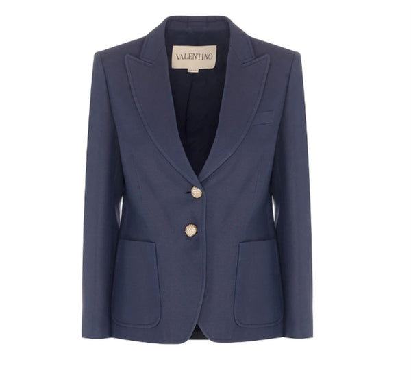 ジャケット Valentino Wool and silk single-breasted jacket Single-breasted wool and silk blazer in blue - Valentino
