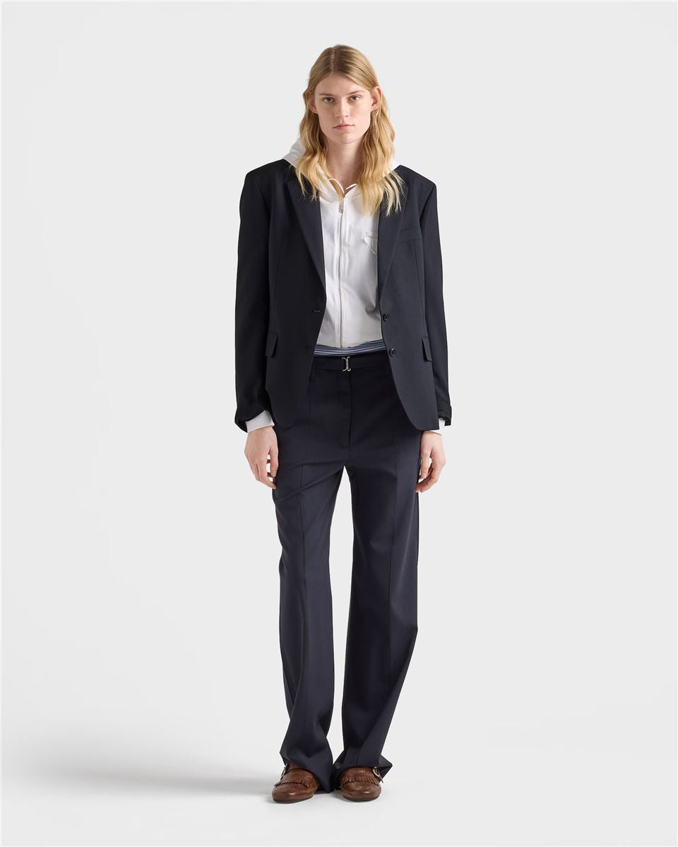 Single-breasted wool jacket-PRADA-Verso