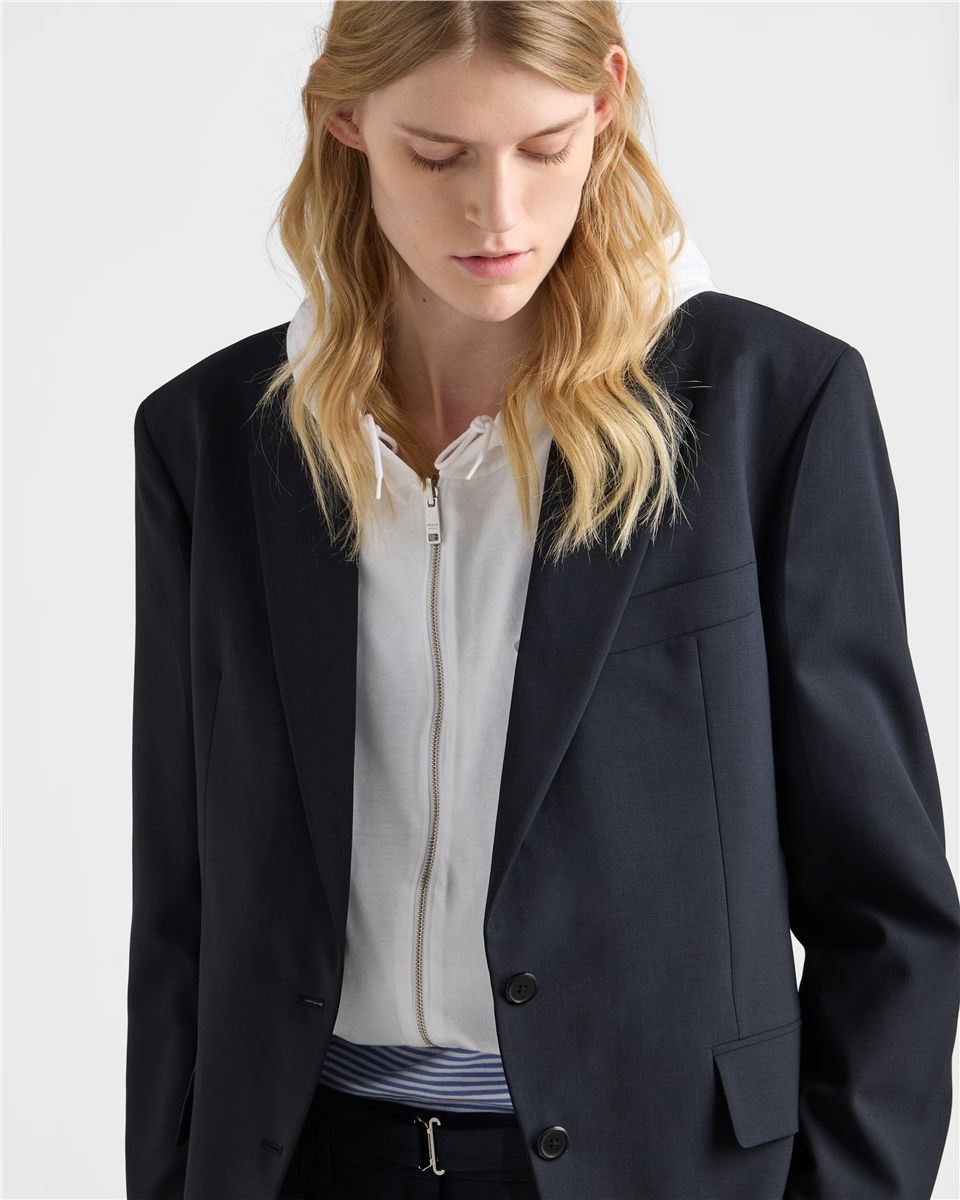 Single-breasted wool jacket-PRADA-Verso