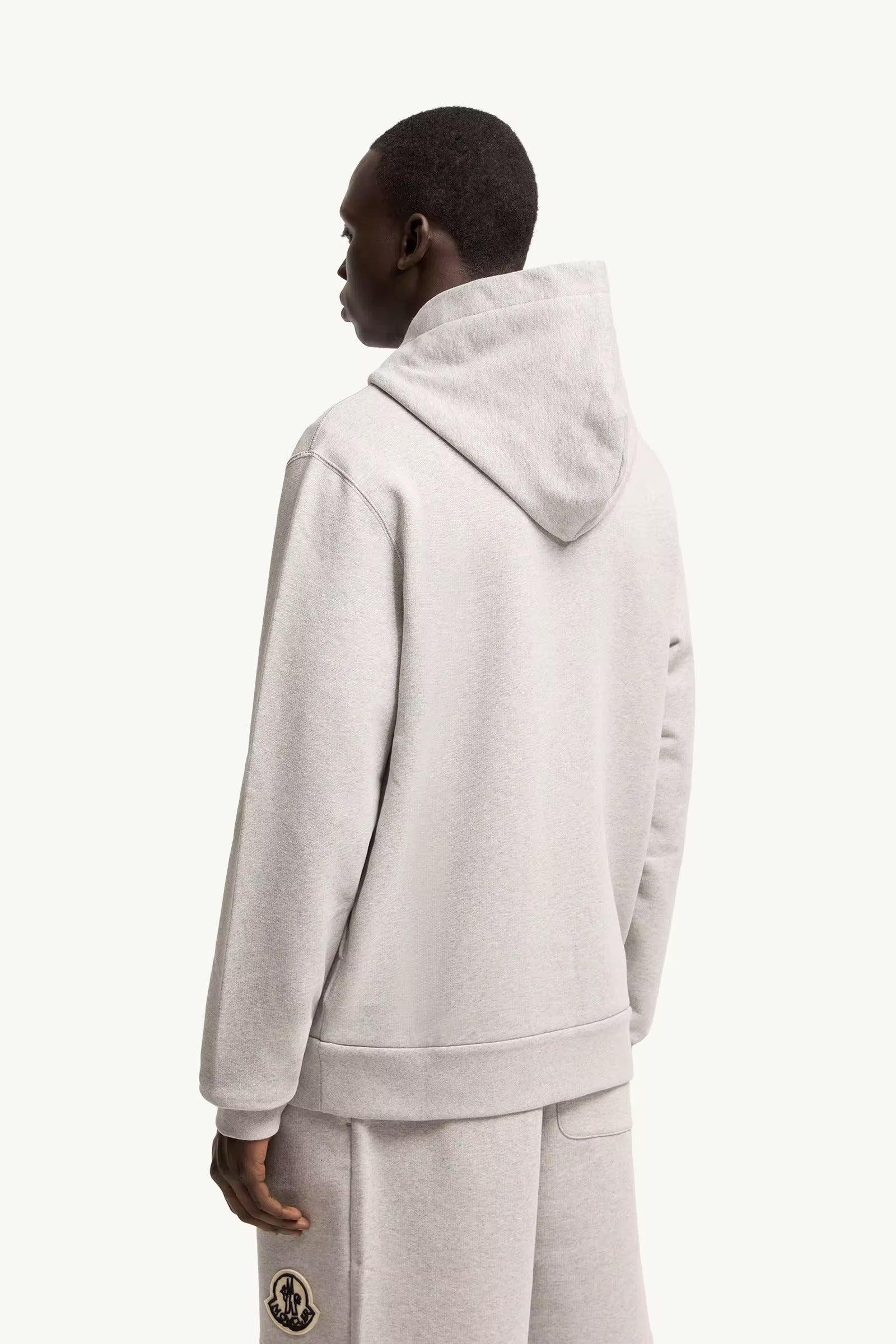 Sketched logo zip-up cotton hoodie-MONCLER-Verso