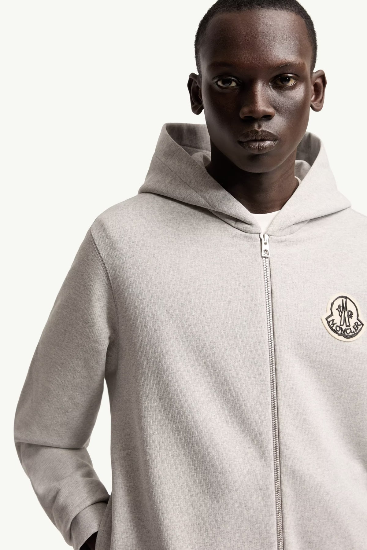 Sketched logo zip-up cotton hoodie-MONCLER-Verso