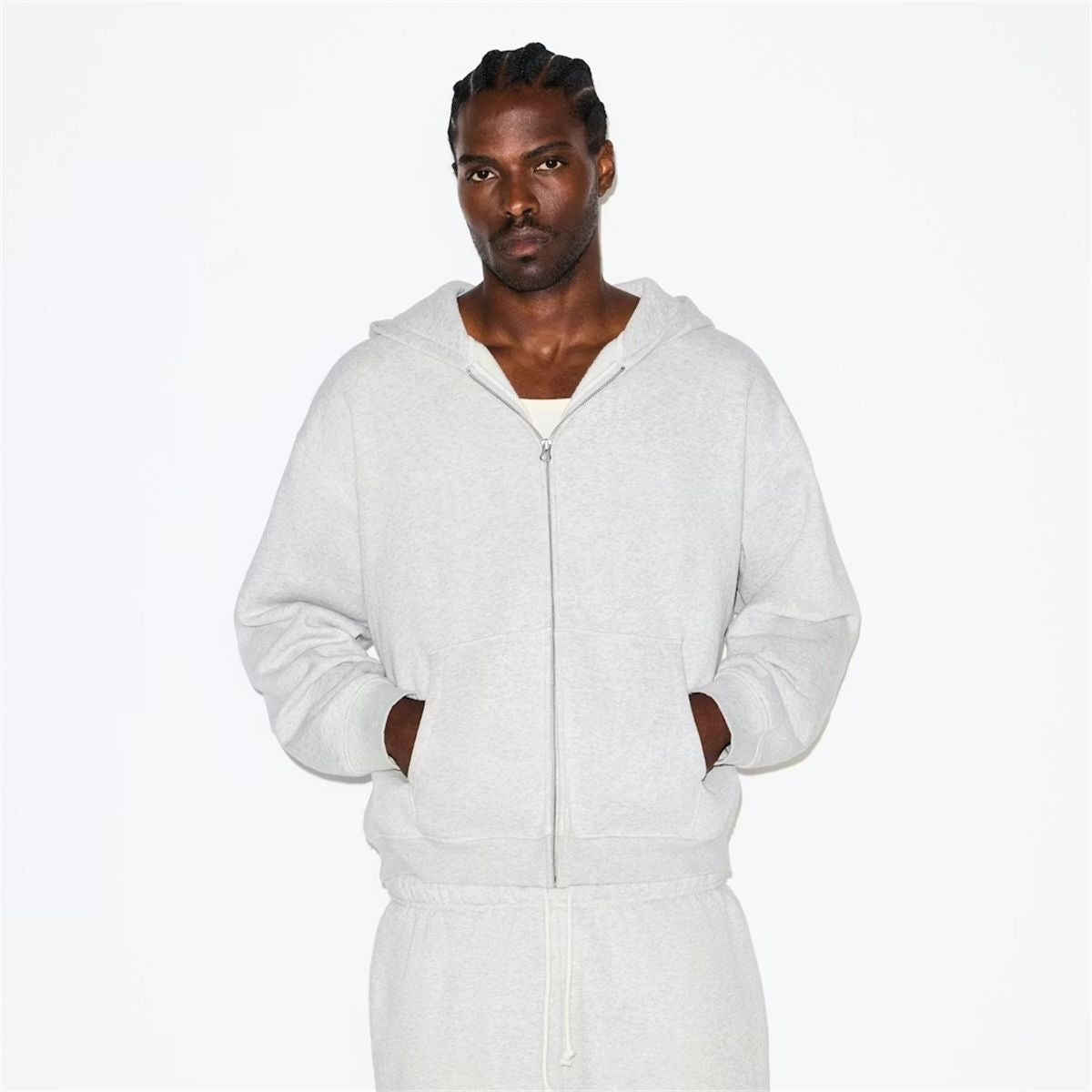 Skims fleece lounge men’s relaxed zip up hoodie-SKIMS-Verso