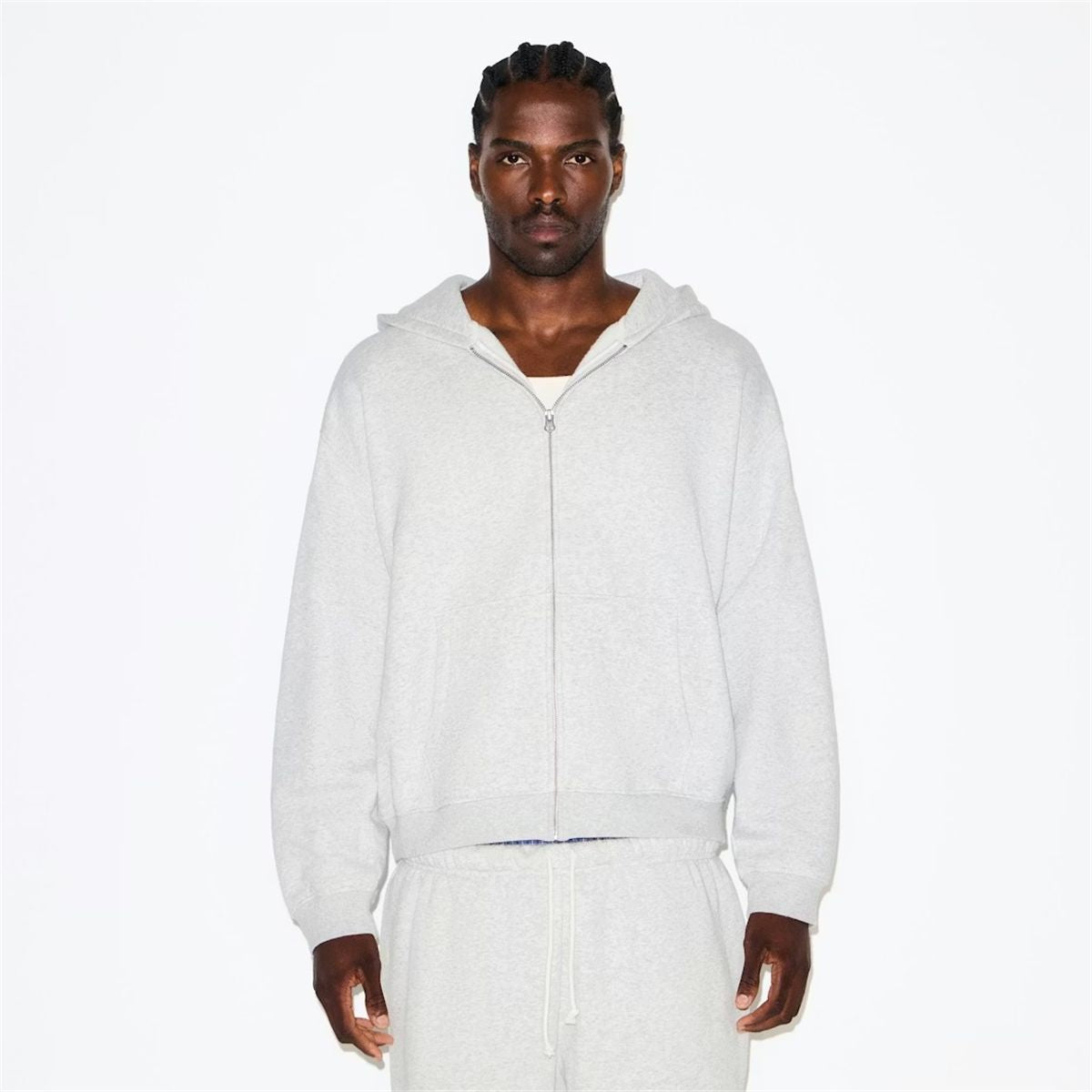 Skims fleece lounge men’s relaxed zip up hoodie-SKIMS-Verso