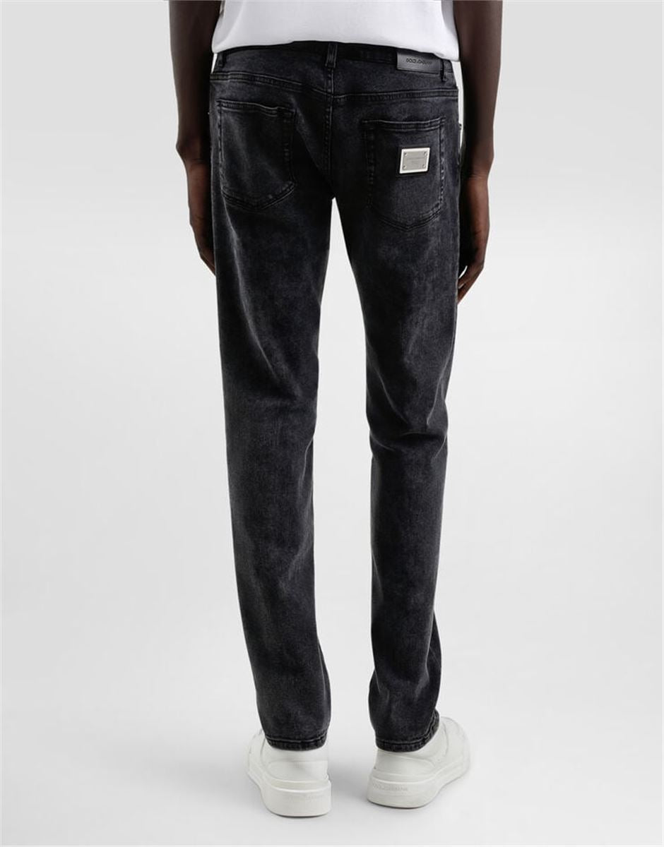 SKINNY STRETCH COTTON JEANS WITH TAG - DOLCE & GABBANA - Verso