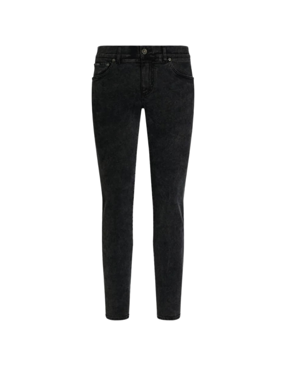SKINNY STRETCH COTTON JEANS WITH TAG - DOLCE & GABBANA - Verso