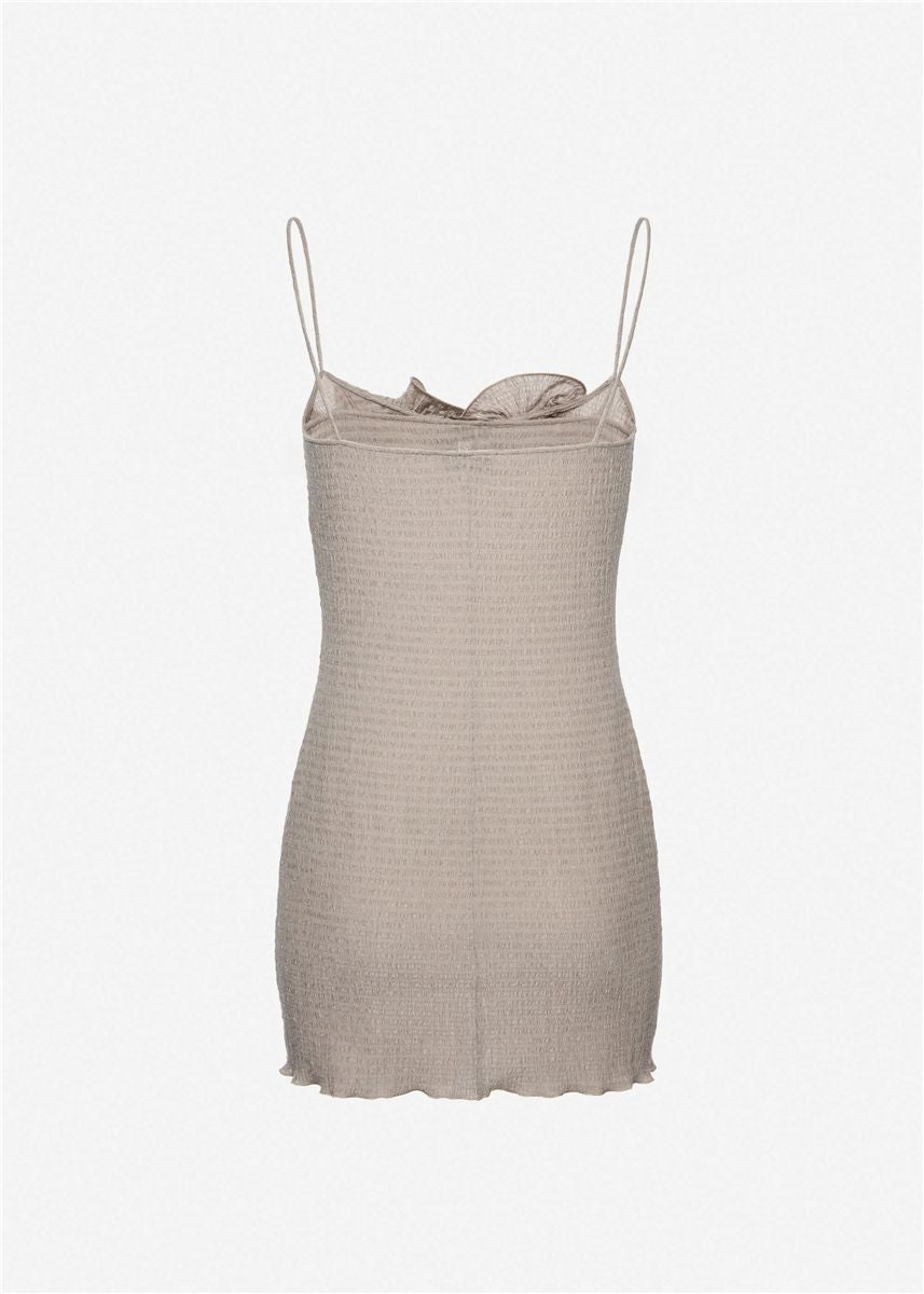 Sleeveless crepe beach mini dress in light brown-MAGDA BUTRYM-Verso