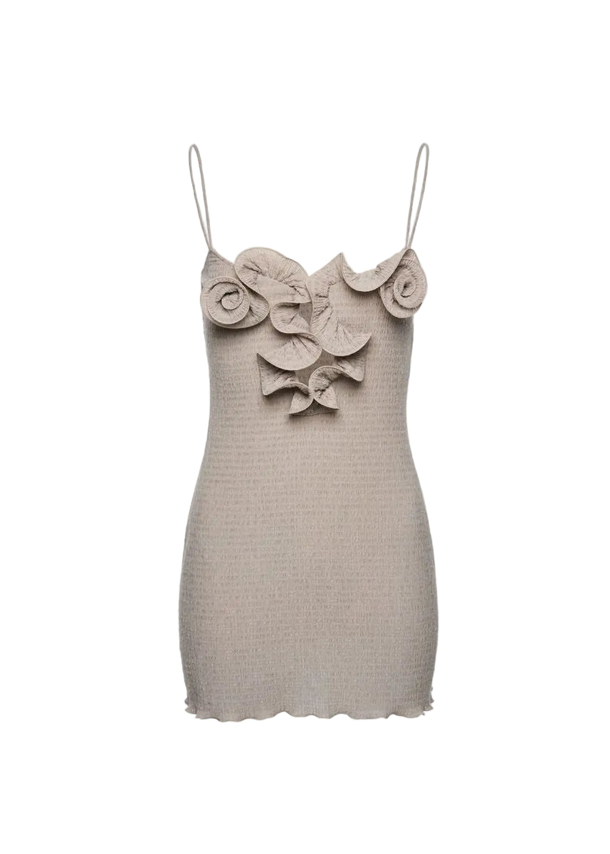 Sleeveless crepe beach mini dress in light brown-MAGDA BUTRYM-308205-34-Verso