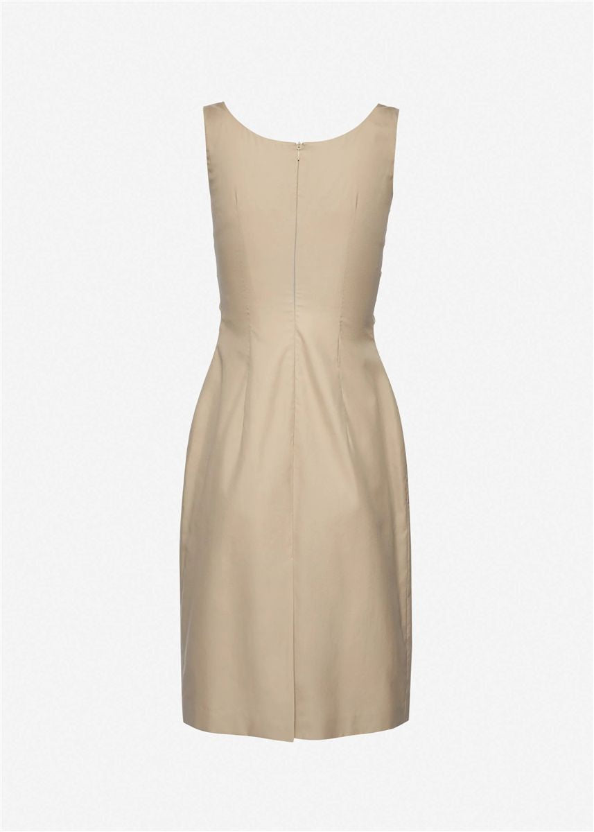 Sleeveless dress with draped neckline in beige-MAGDA BUTRYM-Verso
