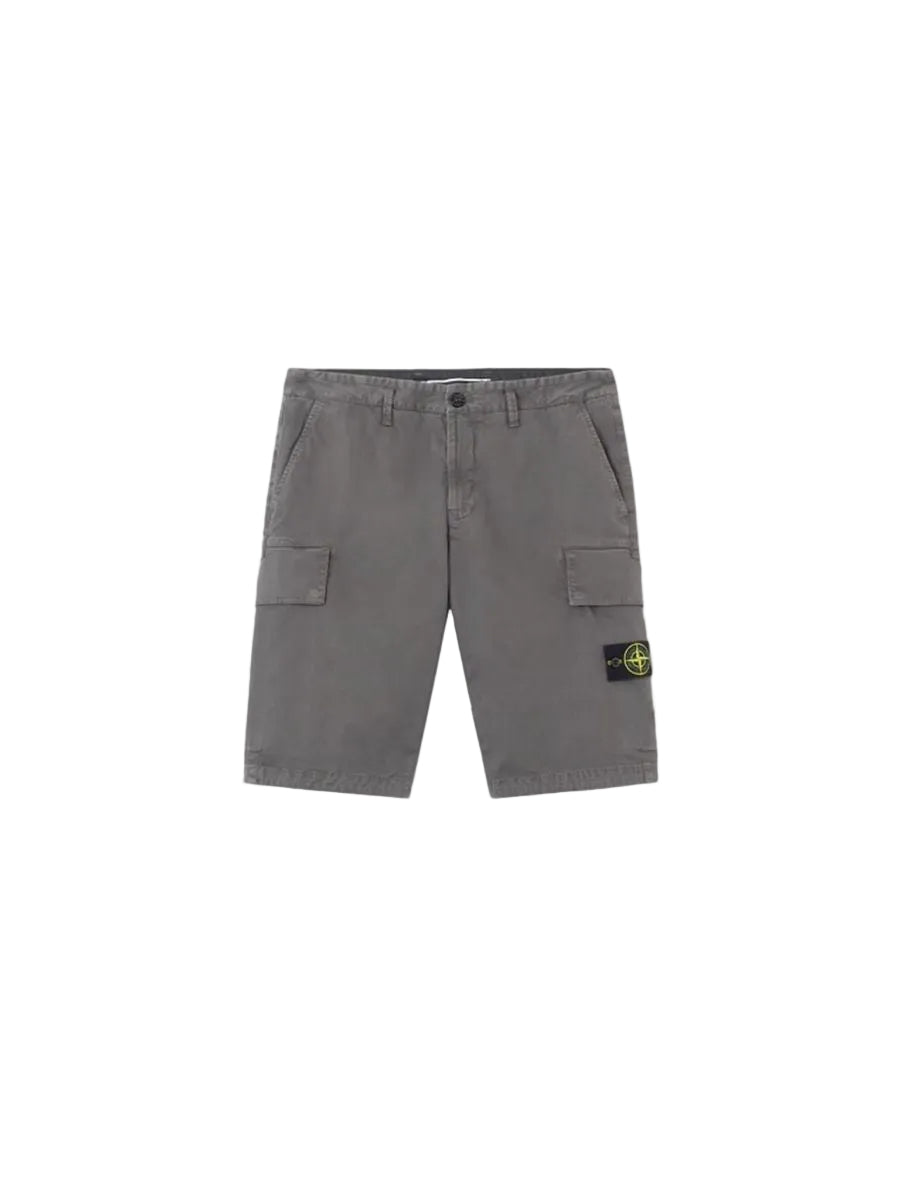 Slim-fit cargo shorts with asymmetrical seams-STONE ISLAND-Verso