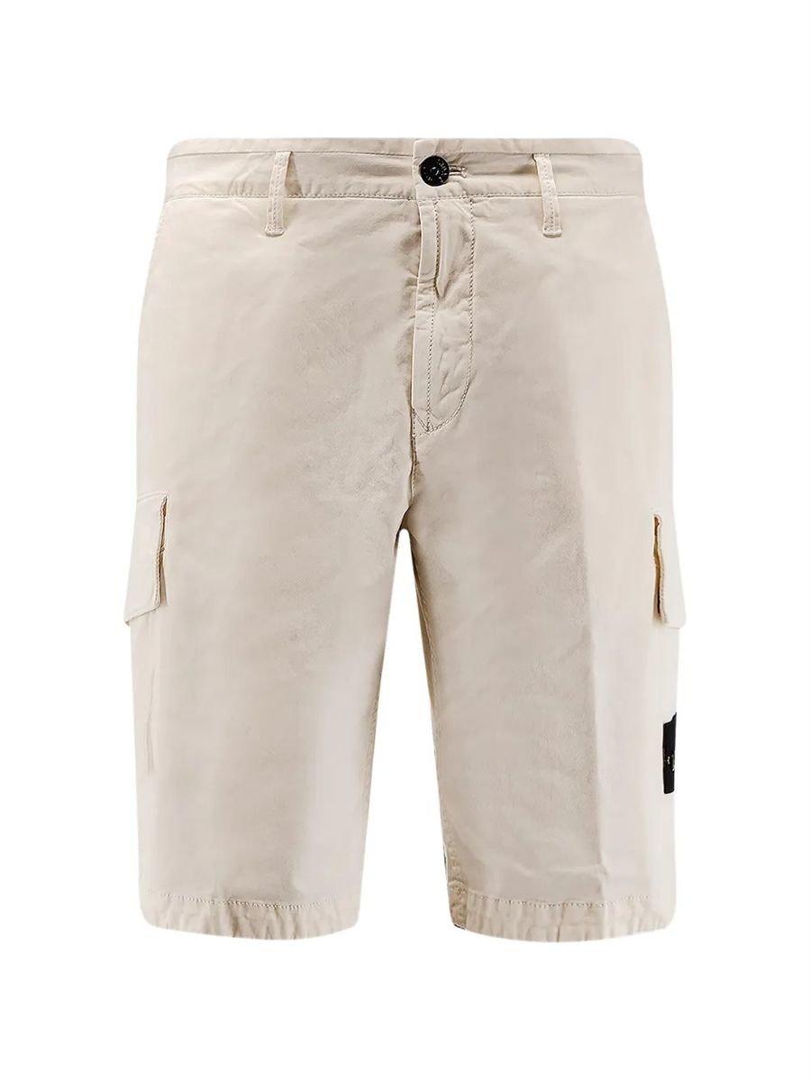 Slim-fit cargo shorts with asymmetrical seams-STONE ISLAND-Verso