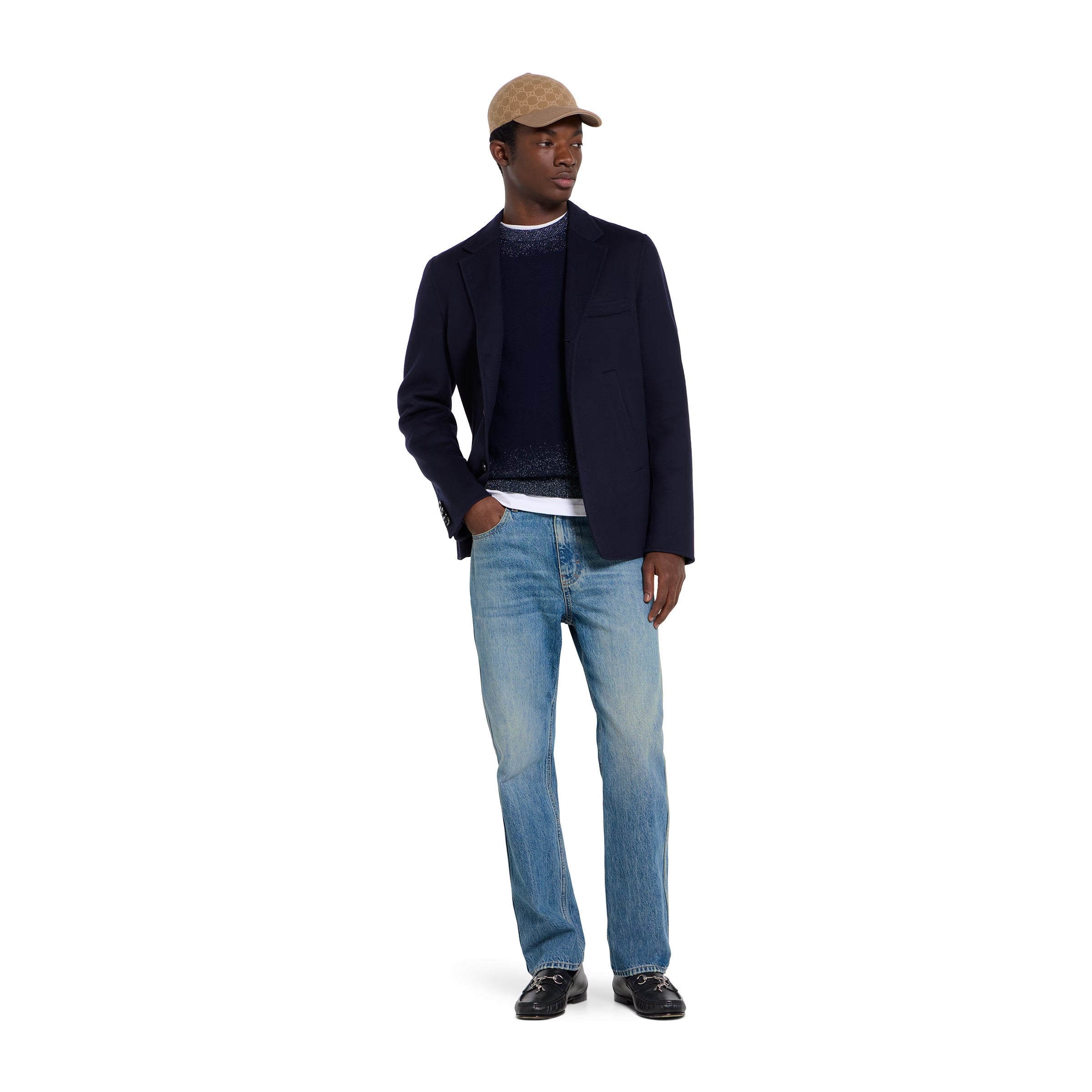 Slim fit cotton denim trousers-GUCCI-Verso