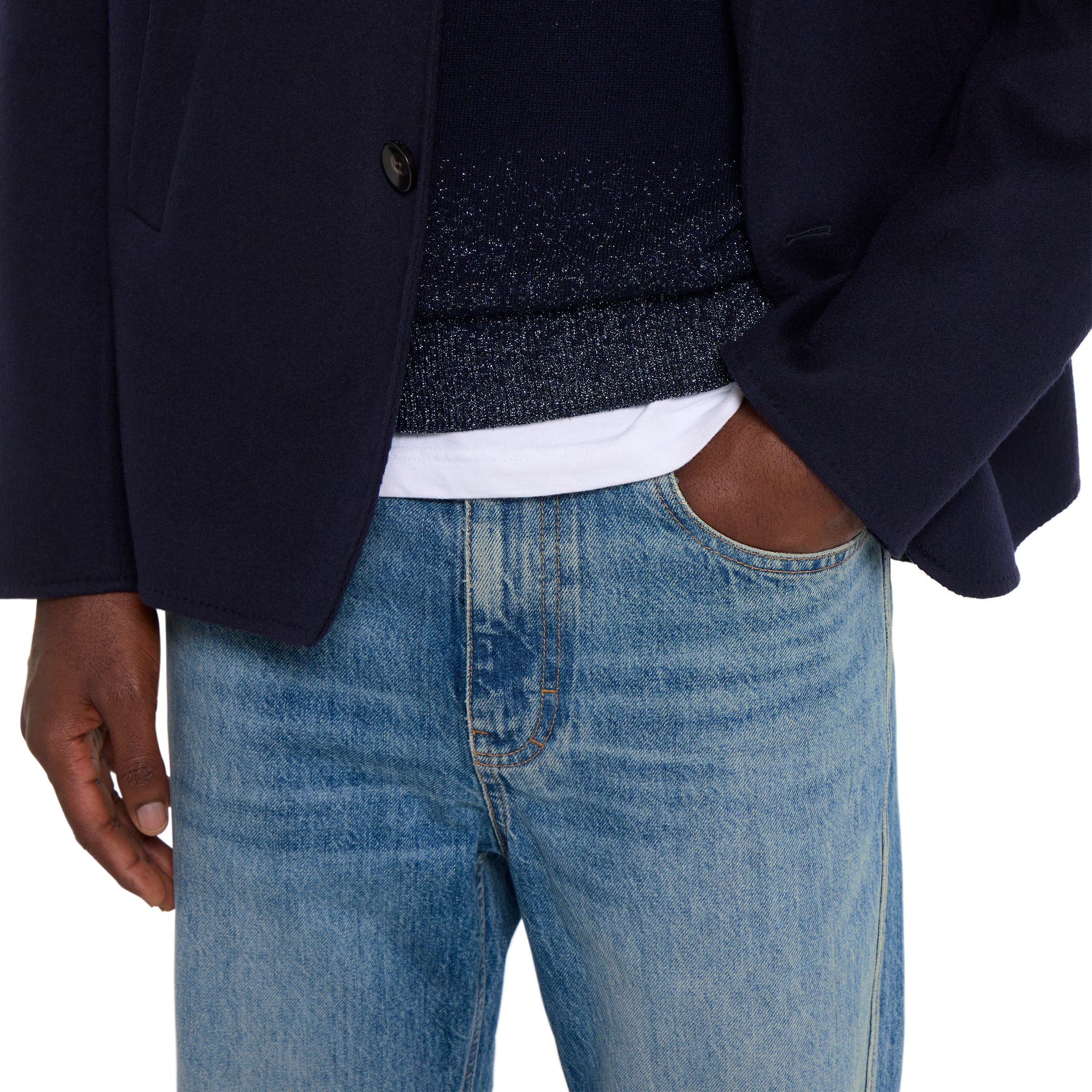 Slim fit cotton denim trousers-GUCCI-Verso