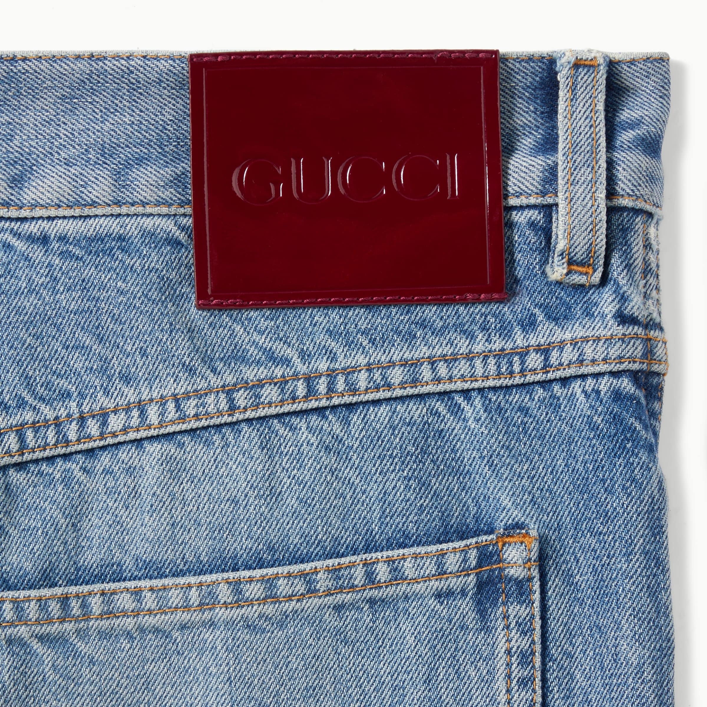 Slim fit cotton denim trousers-GUCCI-Verso