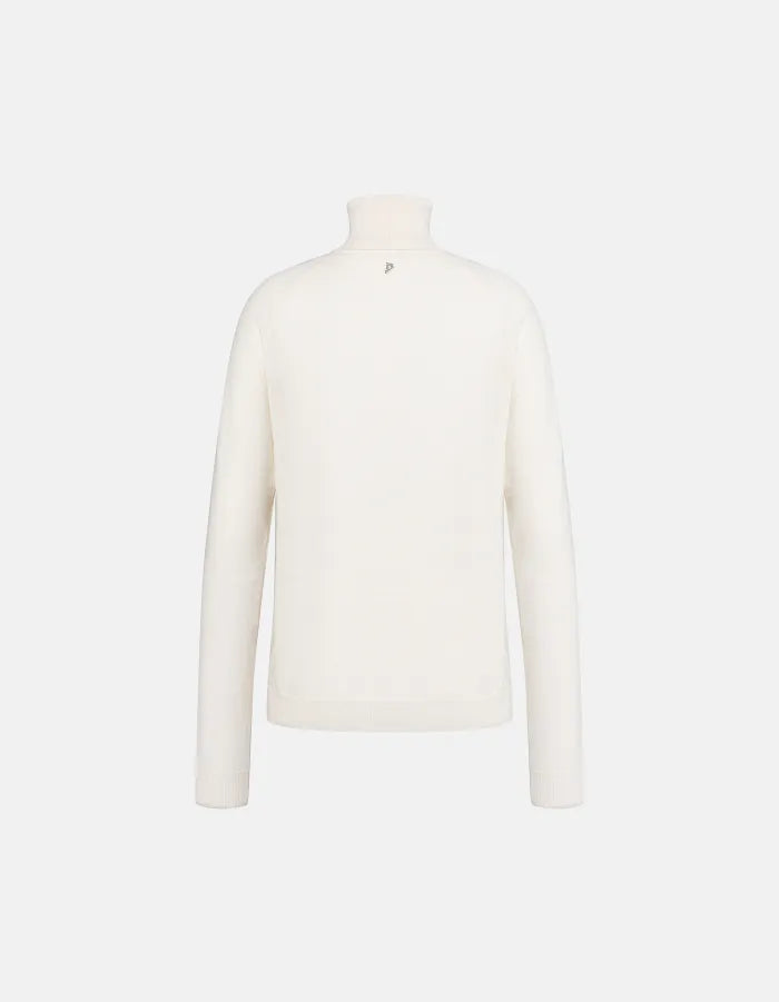 Slim-fit polo-neck jumper in wool and cashmere-DONDUP-Verso