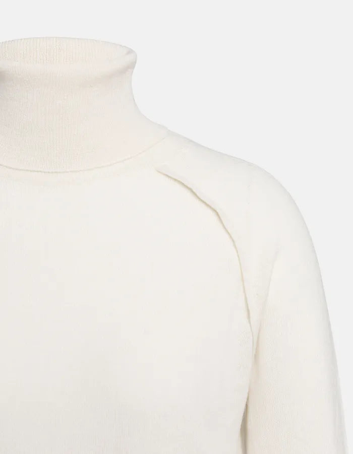 Slim-fit polo-neck jumper in wool and cashmere-DONDUP-Verso