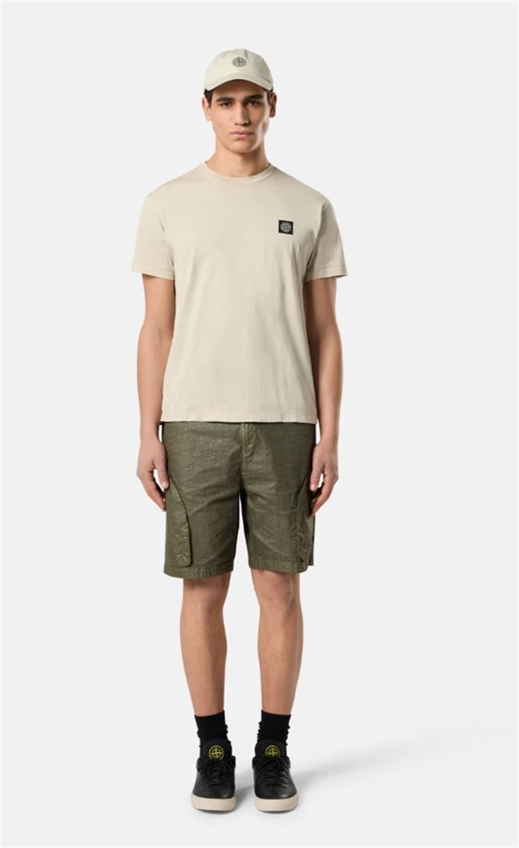 SLIM FIT T-SHIRT WITH COMPASS LOGO PATCH-STONE ISLAND-Verso
