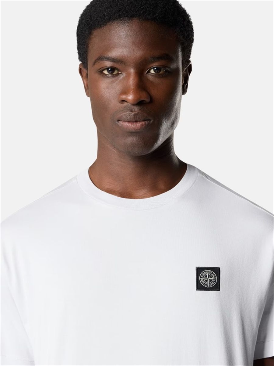 Sky Blue Slim-fit T-shirt with Compass patch-STONE ISLAND-Verso