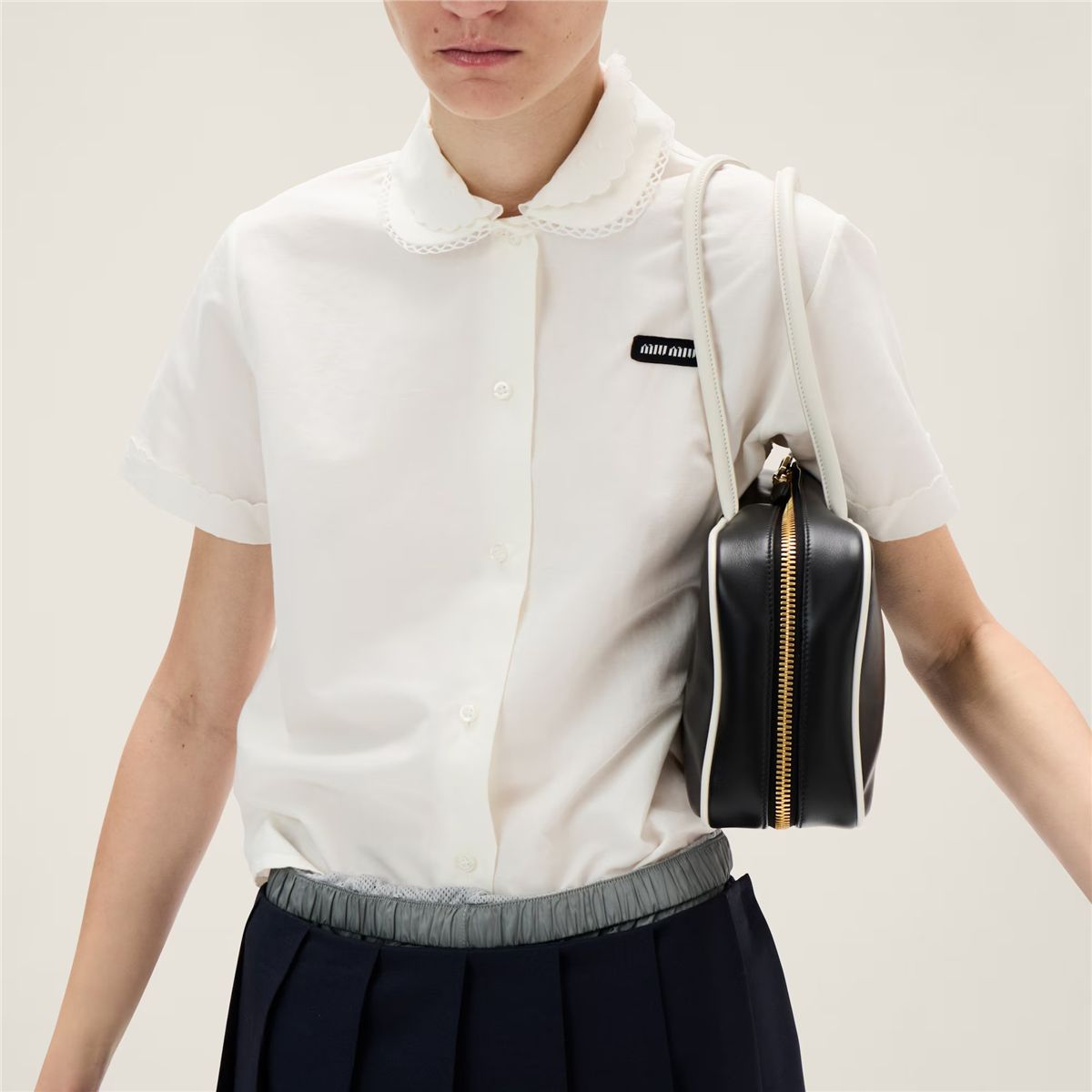Slubbed poplin shirt-MIU MIU-Verso