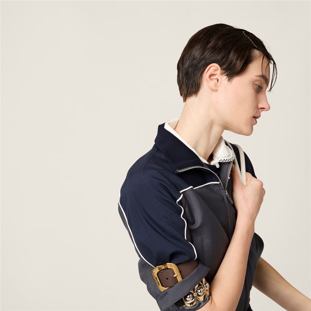 Slubbed poplin shirt-MIU MIU-Verso