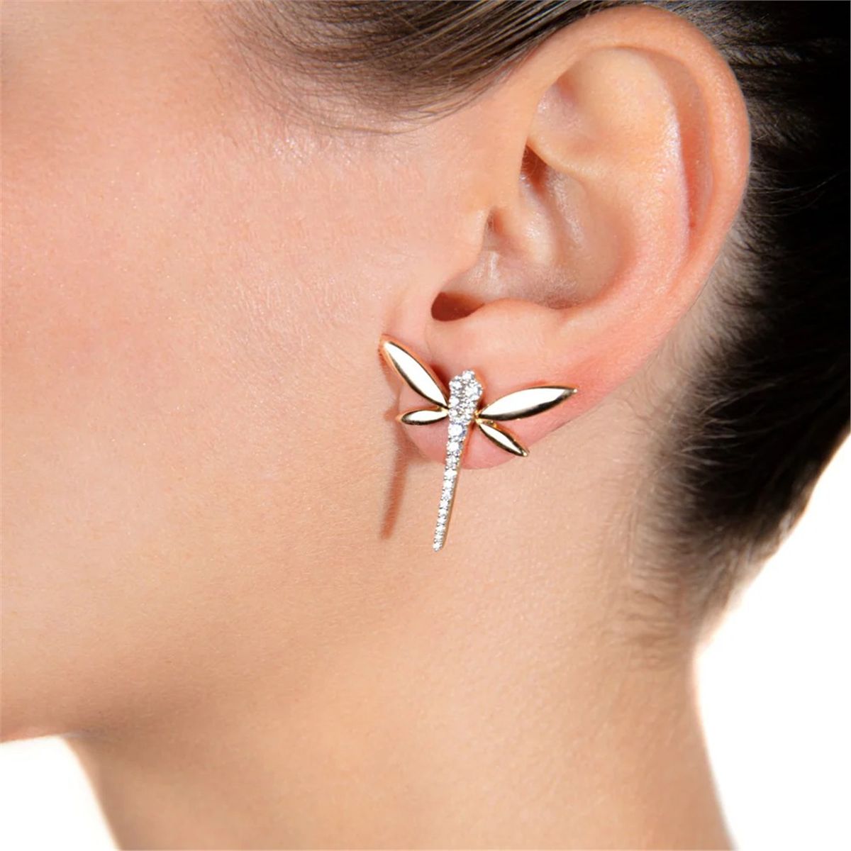 Small dragonfly clip earrings-ANAPSARA-Verso