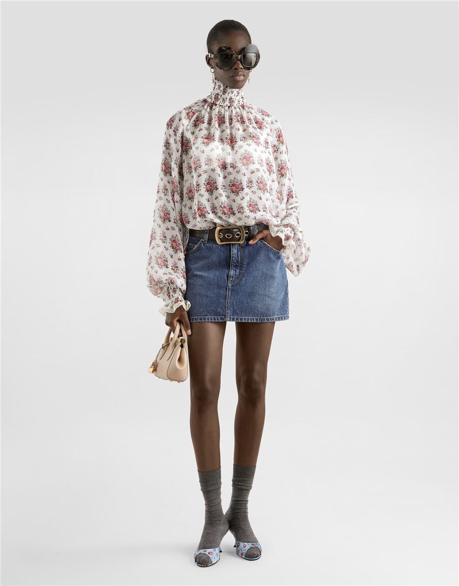 Small flower bouquets-print chiffon top-DOLCE&GABBANA-Verso