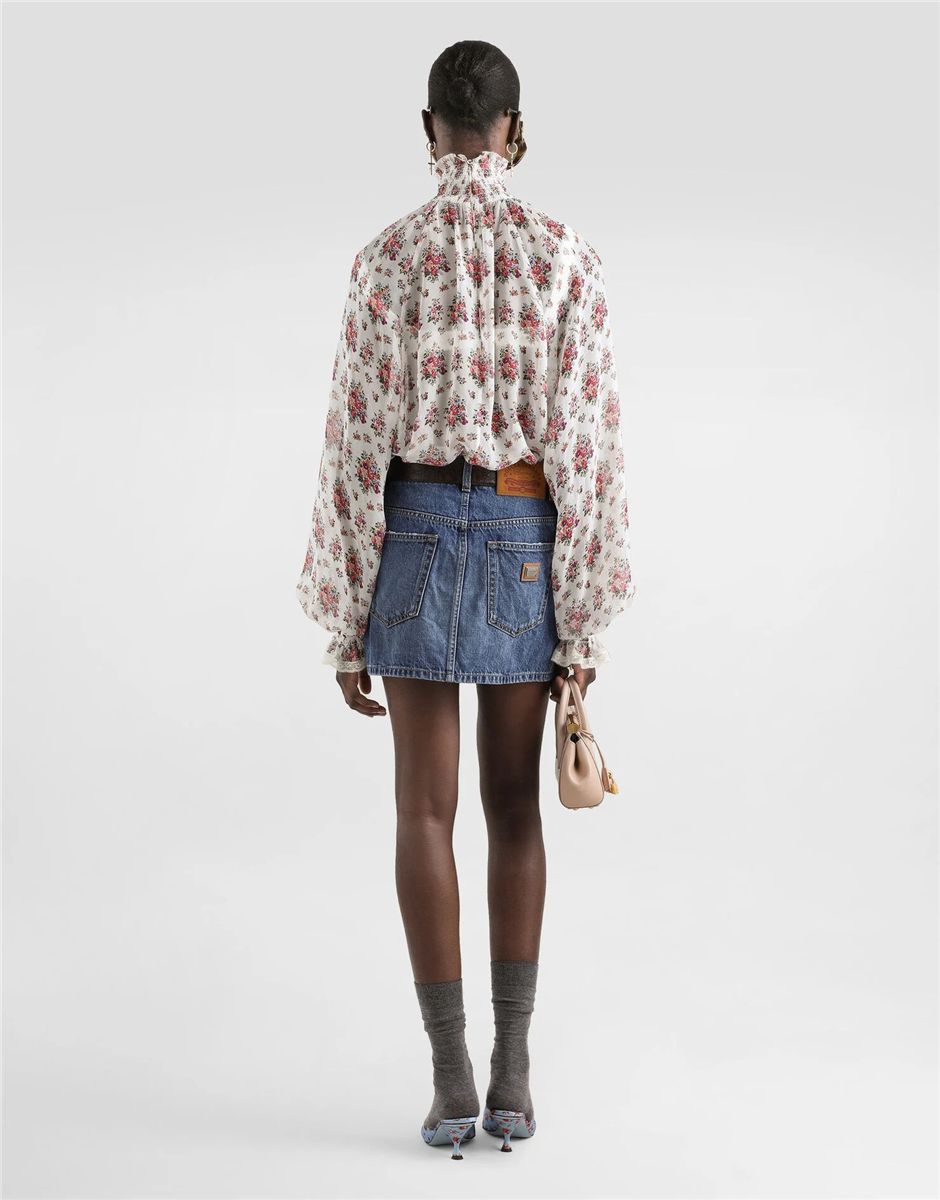 Small flower bouquets-print chiffon top-DOLCE&GABBANA-Verso