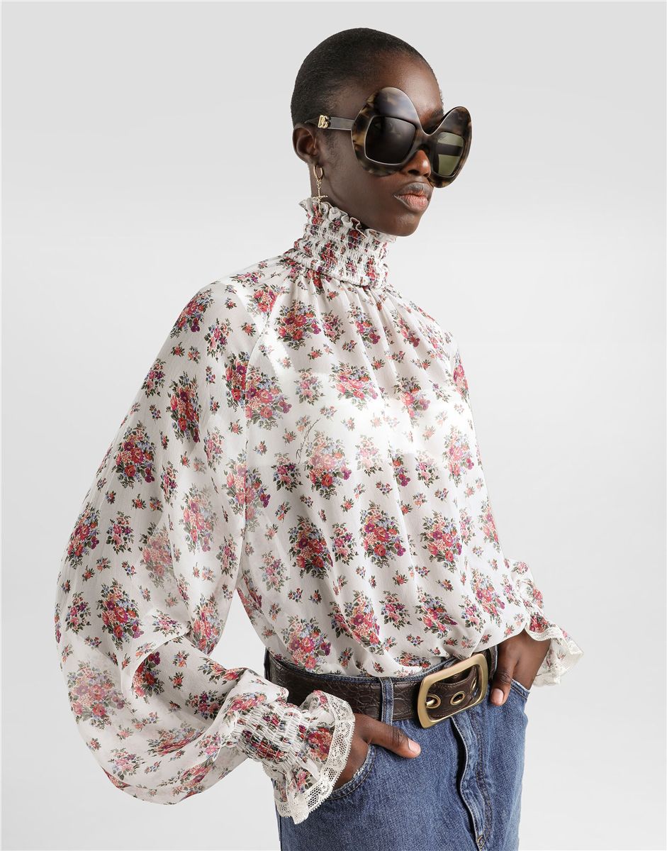 Small flower bouquets-print chiffon top-DOLCE&GABBANA-Verso