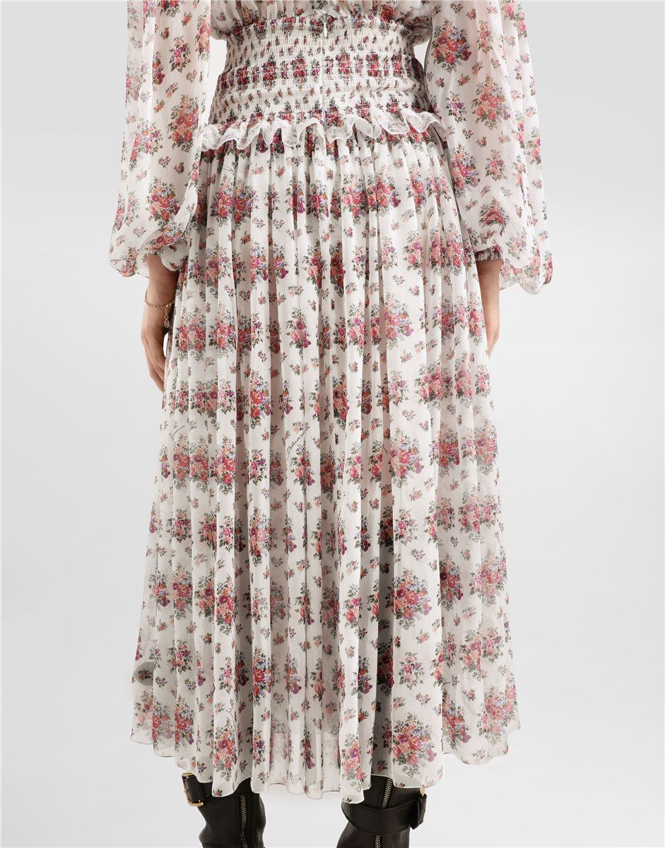 Small flower bouquets-print long chiffon dress-DOLCE&GABBANA-Verso