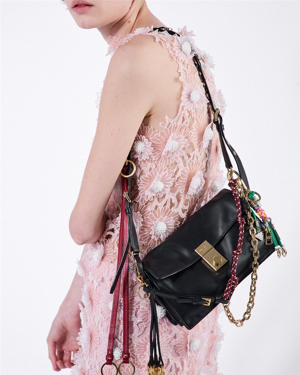 soft sound small leather shoulder bag with charms-PRADA-Verso