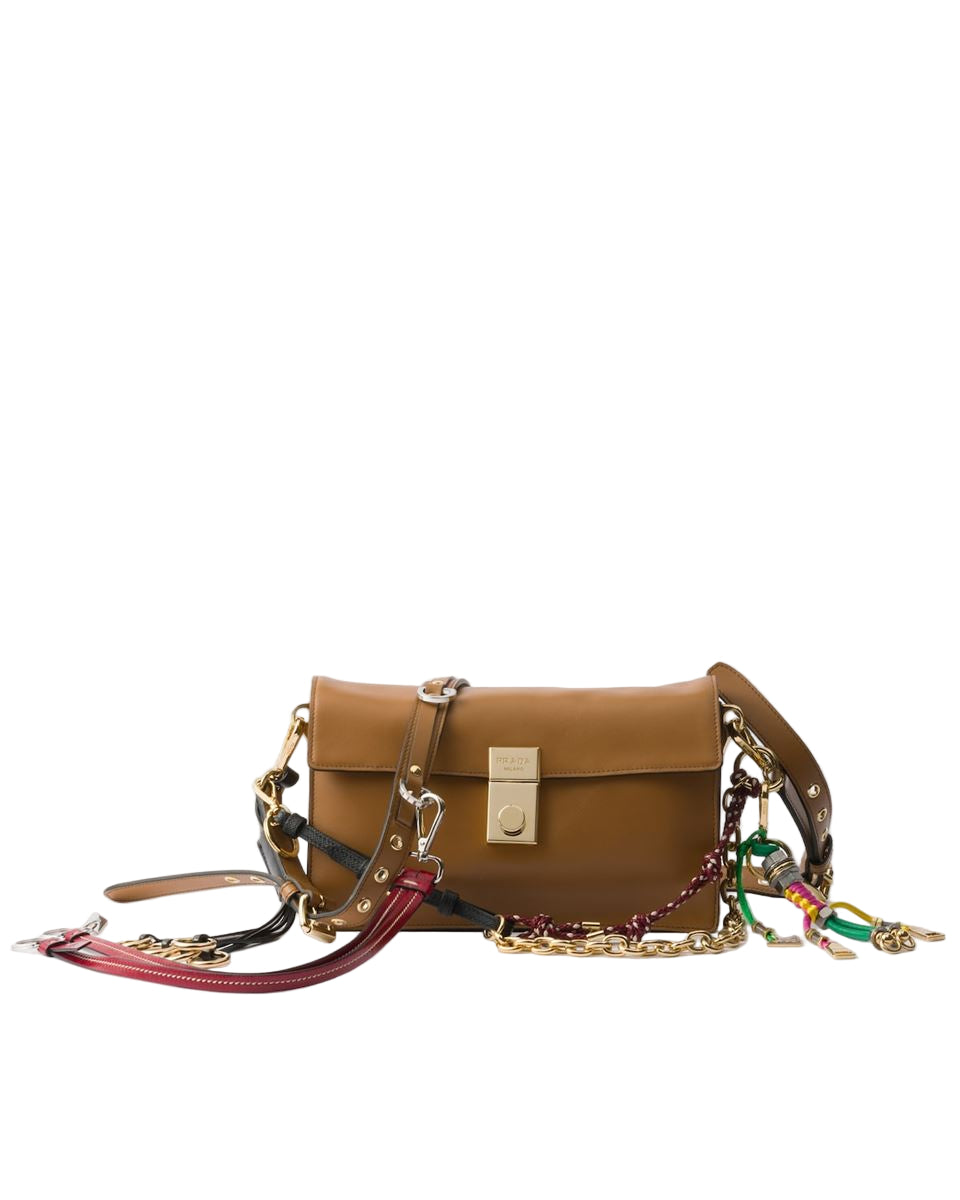 soft sound small leather shoulder bag with charms-PRADA-Verso