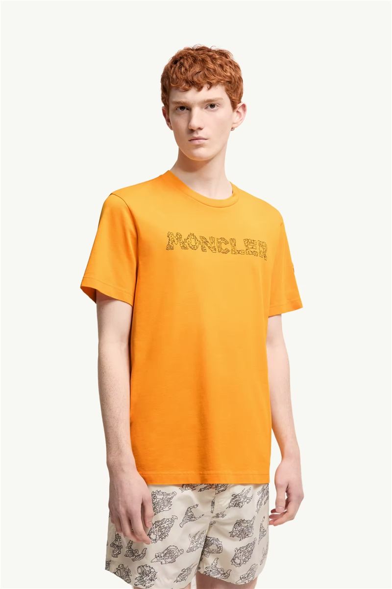 Space embroidered logo cotton t-shirt-MONCLER-Verso