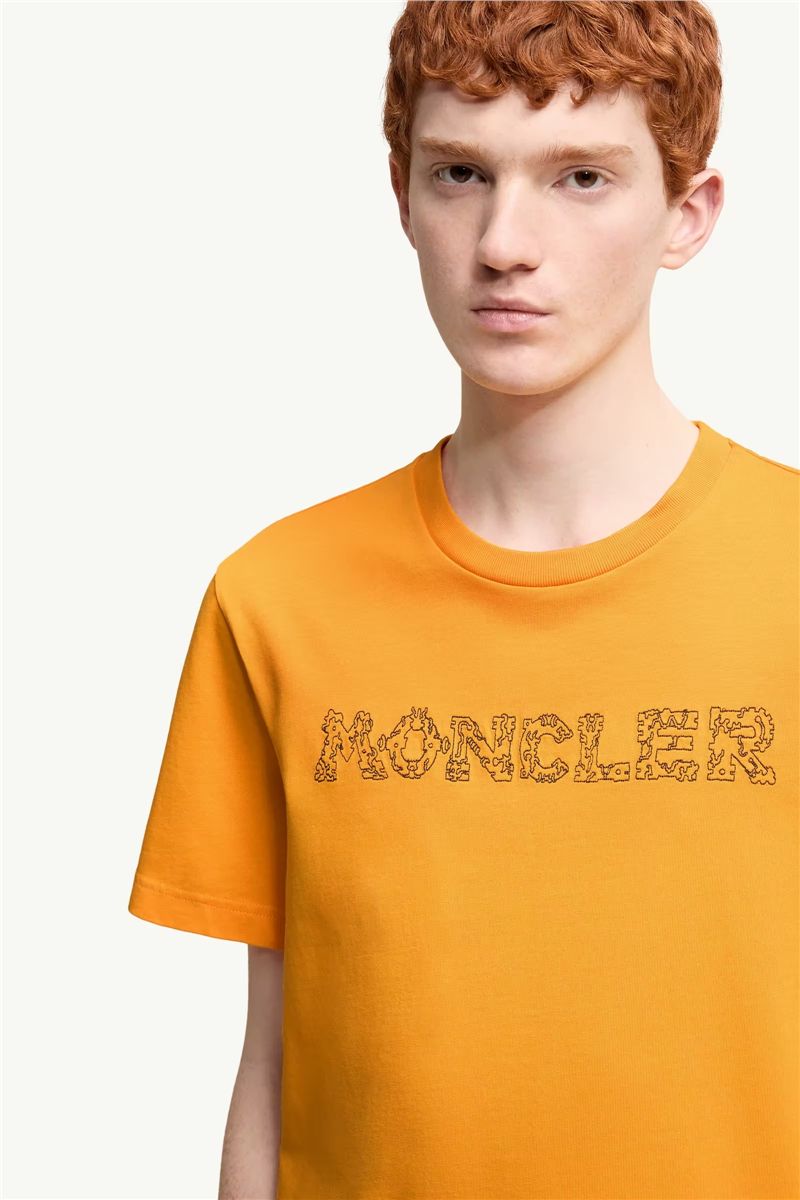 Space embroidered logo cotton t-shirt-MONCLER-Verso
