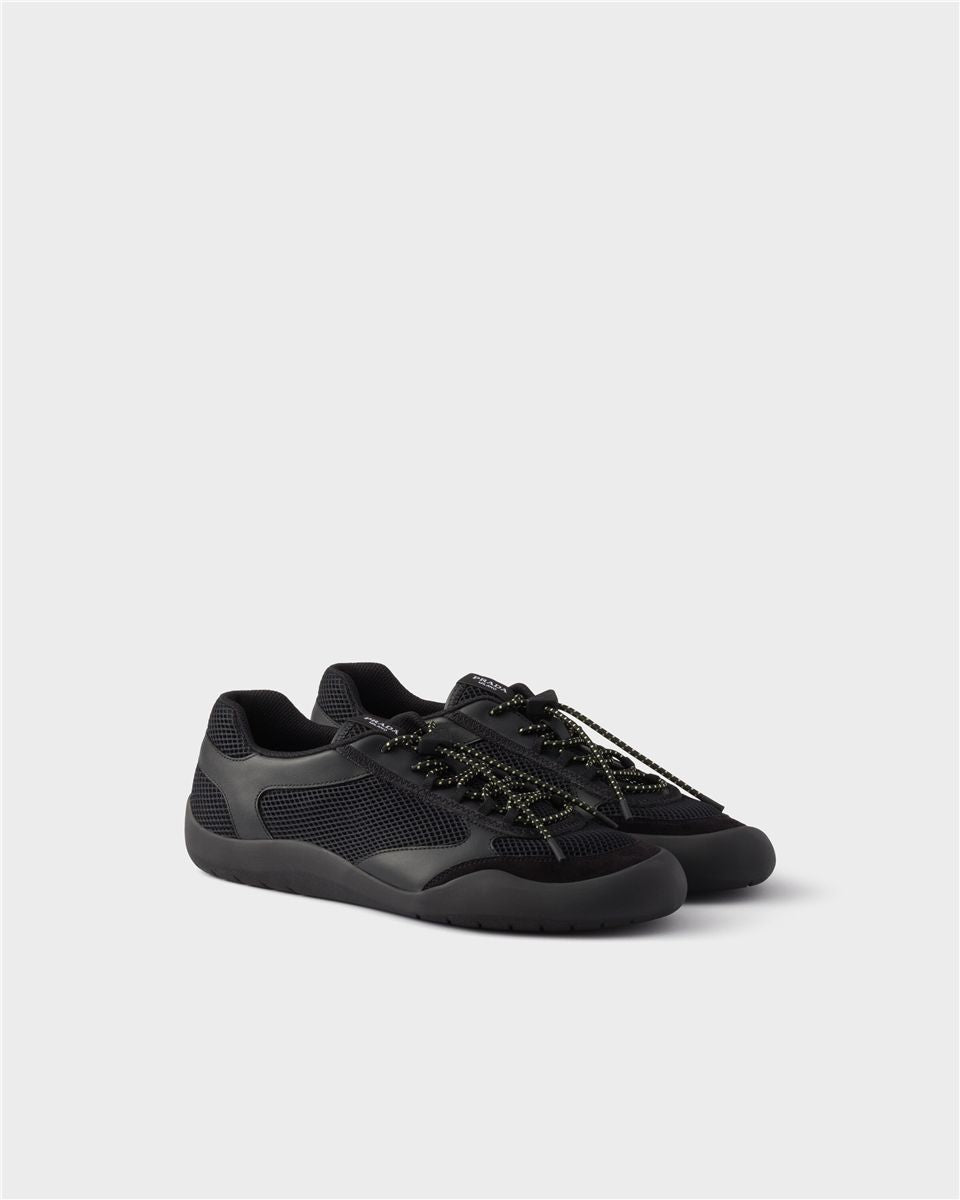 Speedrock leather and mesh fabric sneakers-PRADA-Verso