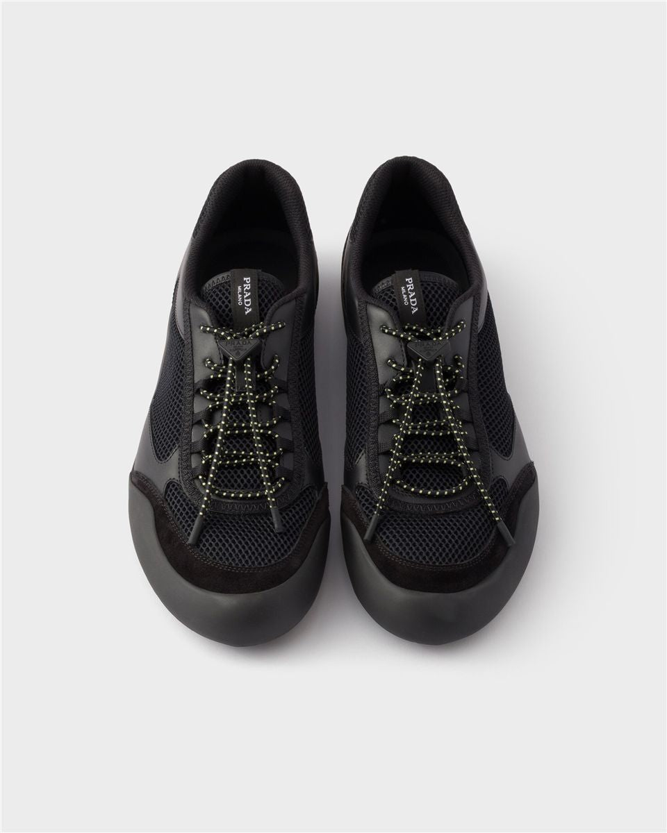 Speedrock leather and mesh fabric sneakers-PRADA-Verso