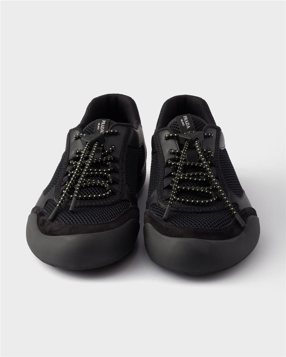 Speedrock leather and mesh fabric sneakers-PRADA-Verso