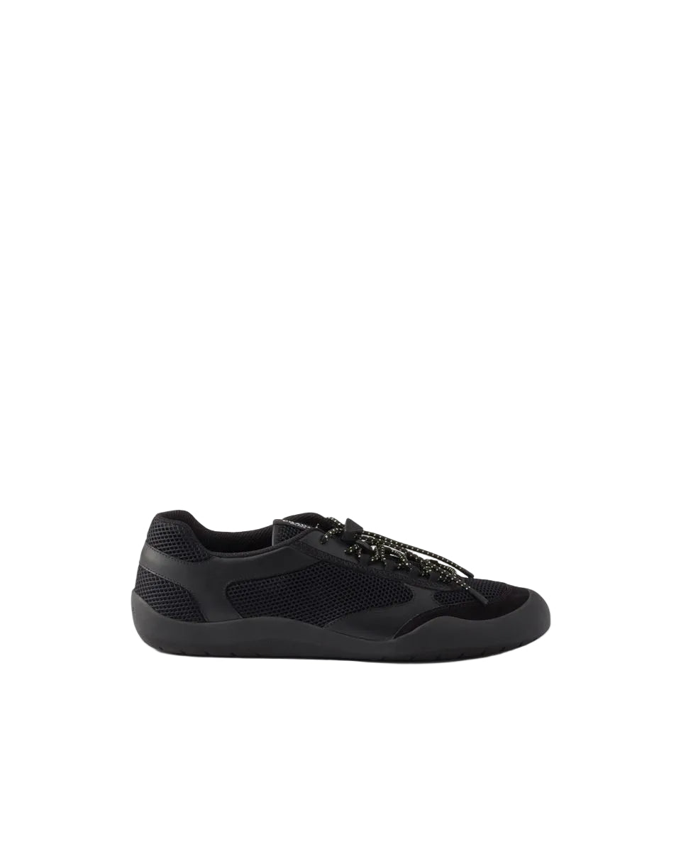 Speedrock leather and mesh fabric sneakers-PRADA-Verso