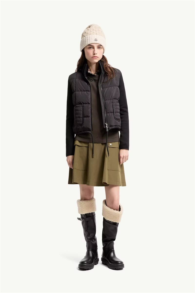 Square-quilted padded wool zip-up cardigan-MONCLER-Verso