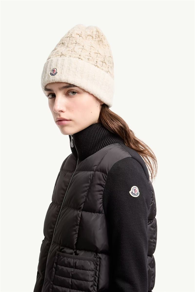 Square-quilted padded wool zip-up cardigan-MONCLER-Verso