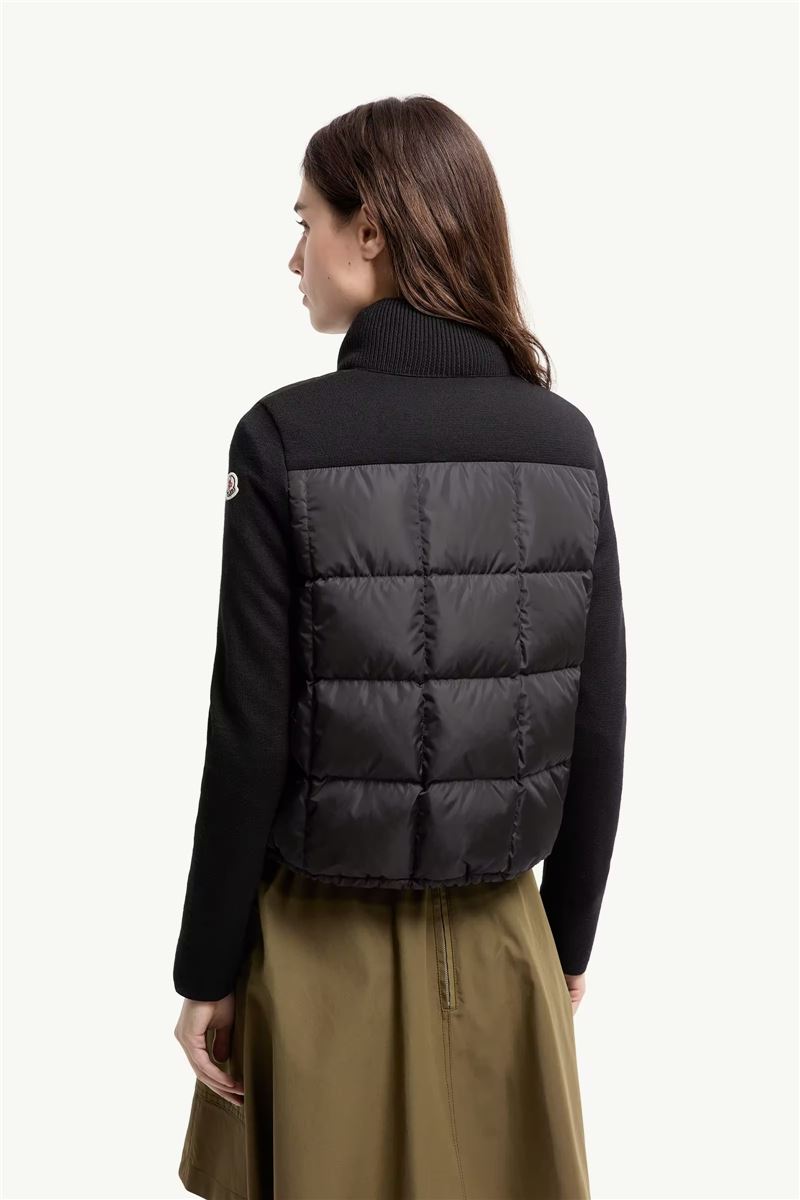 Square-quilted padded wool zip-up cardigan-MONCLER-Verso