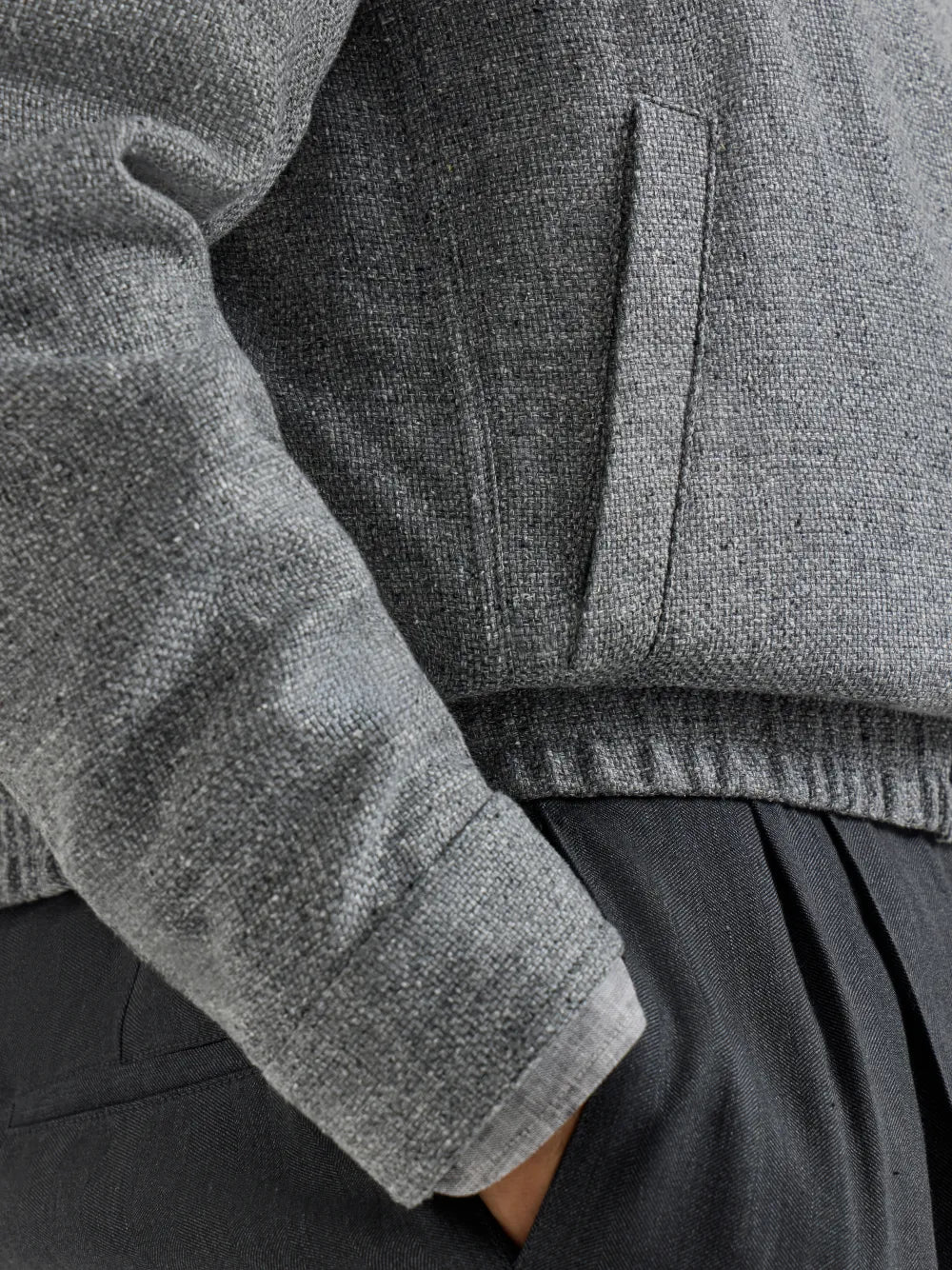 Stand collar hopsack outerwear jacket-BRUNELLO CUCINELLI-Verso