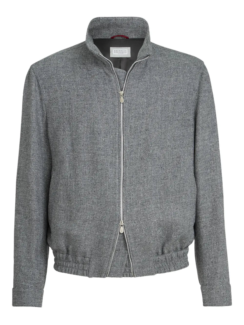 Stand collar hopsack outerwear jacket-BRUNELLO CUCINELLI-Verso