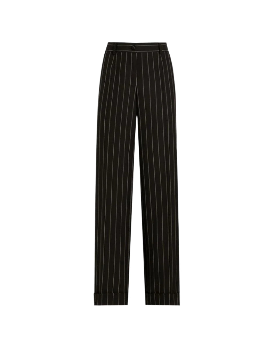 STRAIGHT-LEG PINSTRIPE WOOL PANTS WITH TURN-UPS - DOLCE & GABBANA - Verso