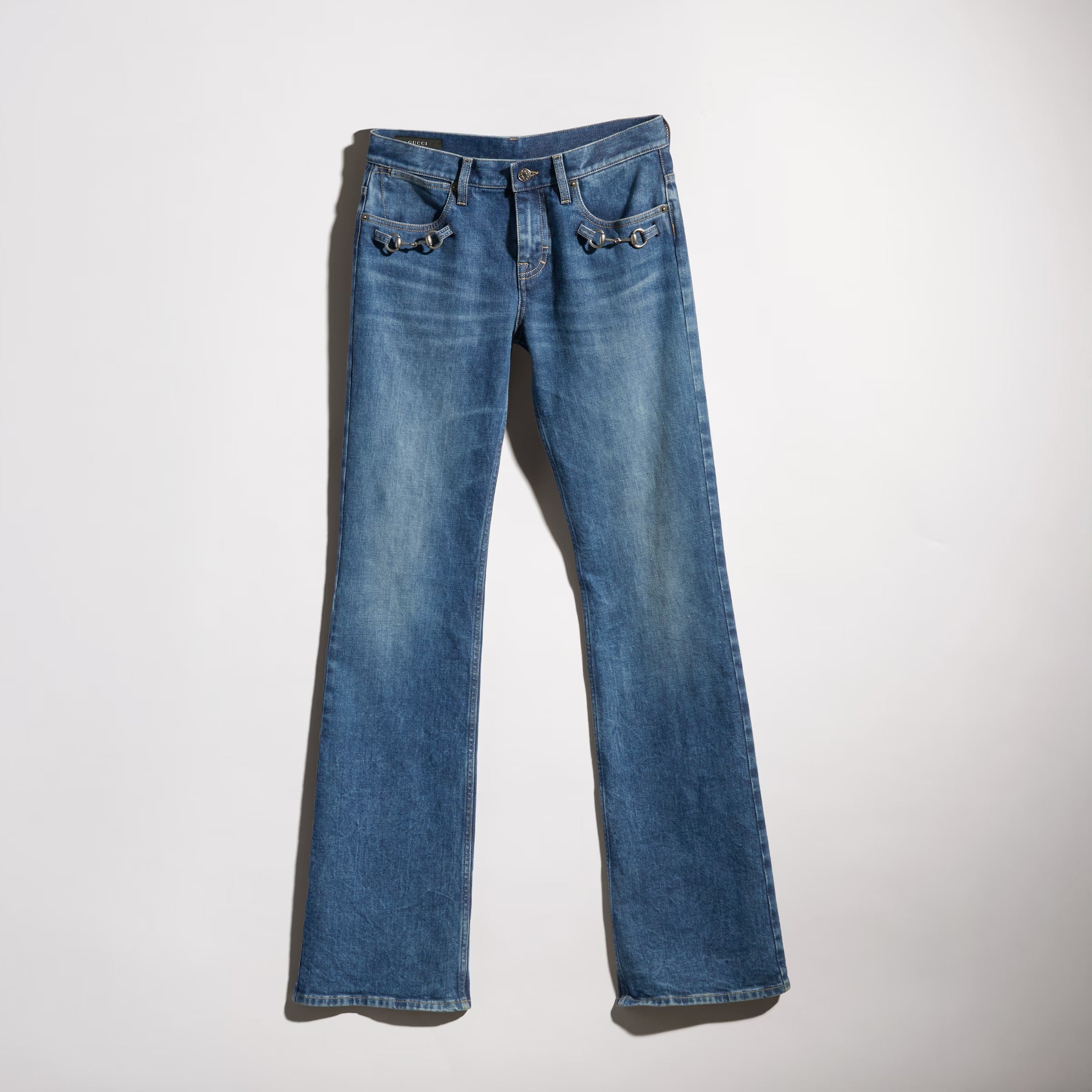 Stretch cotton denim with horsebit-GUCCI-Verso