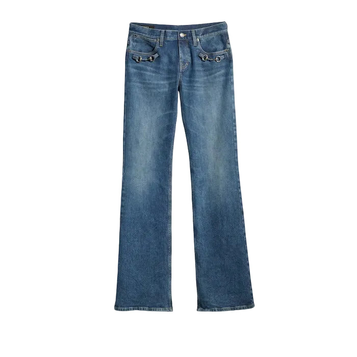 Stretch cotton denim with horsebit-GUCCI-Verso