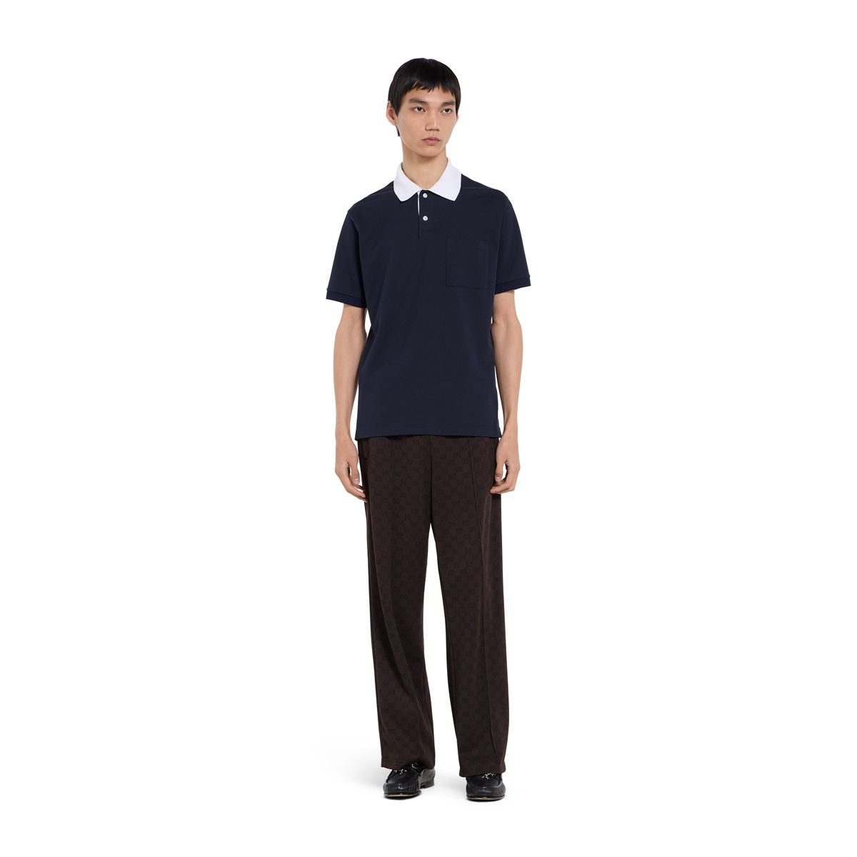 Stretch cotton piquet polo shirt-GUCCI-Verso