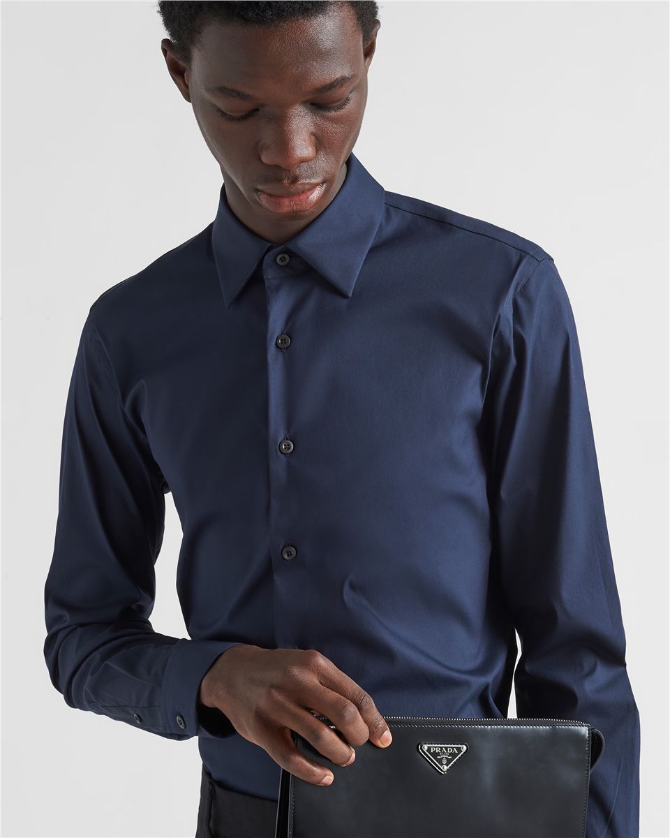 Stretch cotton shirt-PRADA-Verso