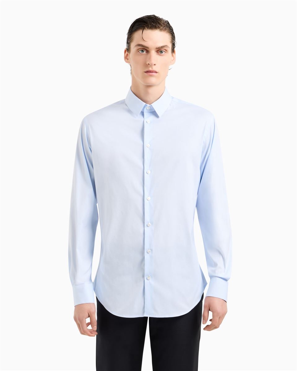 stretch fabric shirt with collar stays-GIORGIO ARMANI-Verso