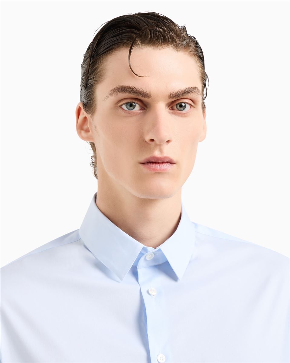 stretch fabric shirt with collar stays-GIORGIO ARMANI-Verso