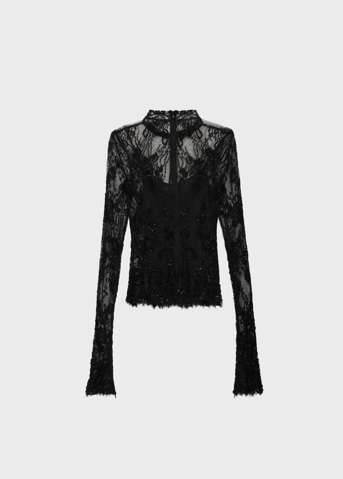 Stretch Lace Jumper with Ramage Embroidery-BLUMARINE-Verso